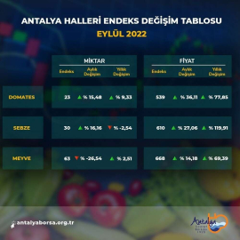 Antalya Ticaret Borsası eylül hal endeksini açıkladı