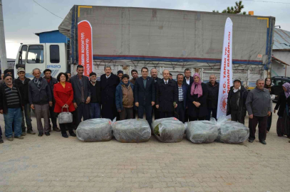 Hüyükte üreticilere 170 bin adet lavanda fidesi dağıtıldı