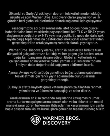 Warner Brostan depremzedelere 1 milyon dolarlık yardım